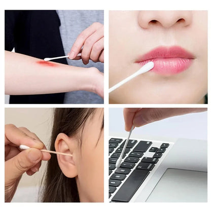 Wholesale 100Pcs Cotton Swab Wooden Cotton Sticks Double-Tipped Cotton Bud Chlorine-Free Hypoallergenic Cotton Swab Makeup Tools