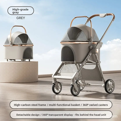 Pet Stroller Lightweight Foldable Portable Detachable Carrier Small Dogs Cats Walking Cart Dog Stroller Pettroller Dog Trolley