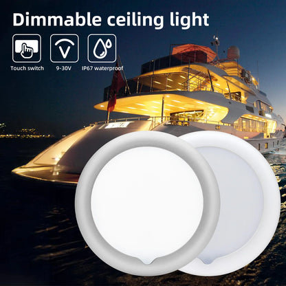 12V RV Roof Ceiling Cabin Light IP67 Touch Dimming Caravan Marine Interior Lamp Car Camping Trailer LED Lights Auto Accessories