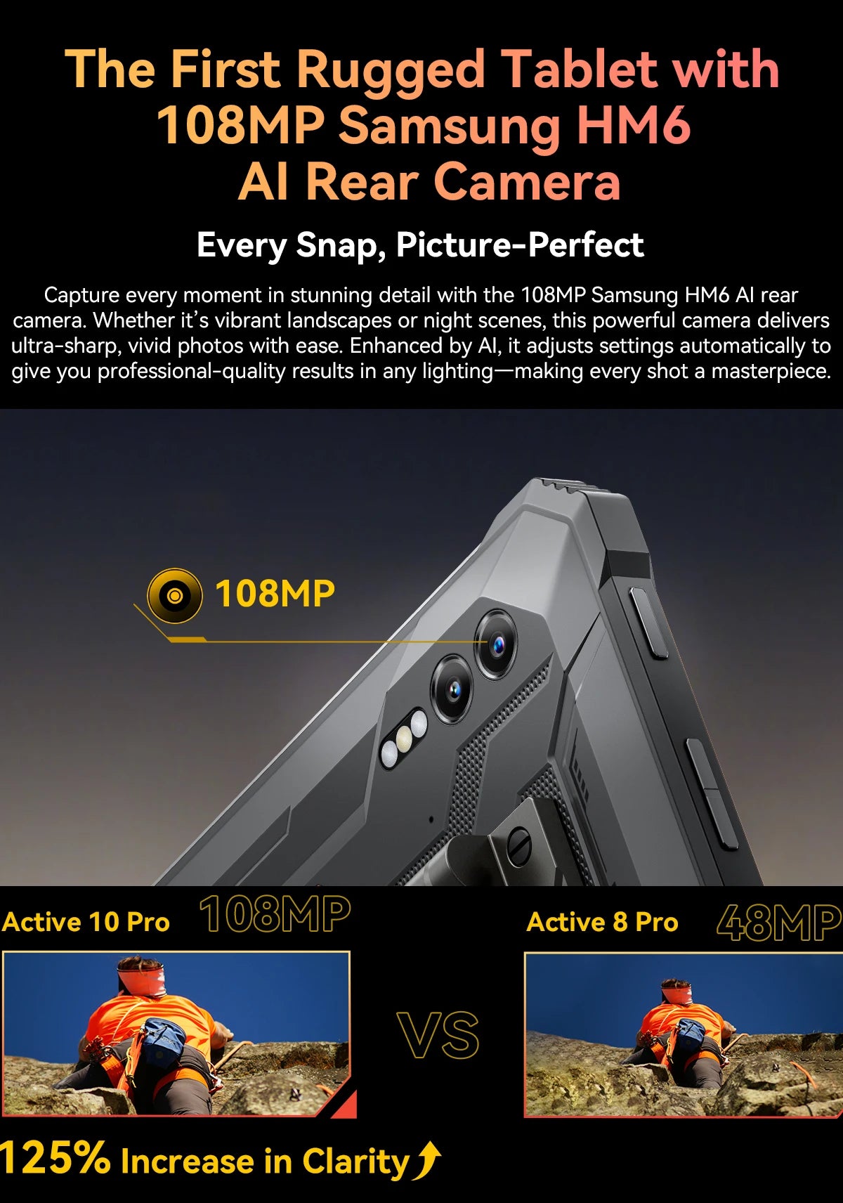 Blackview Active 10 Pro Rugged Tablets 5G MTK 7300 Octa Core, 11" FHD+ Display, 12GB 256GB/512GB, 30000mAh Battery, 108MP Camera
