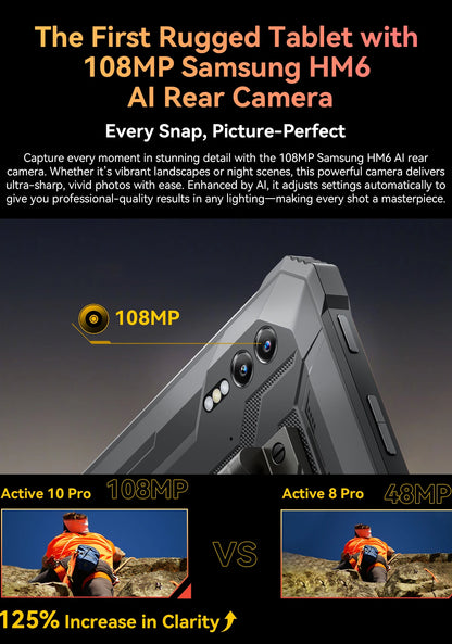 Blackview Active 10 Pro Rugged Tablets 5G MTK 7300 Octa Core, 11" FHD+ Display, 12GB 256GB/512GB, 30000mAh Battery, 108MP Camera