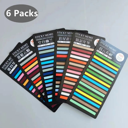 6 Packs 1800Sheet Transparent Sticky Notes Self-Adhesive BookMarkers Annotation for Reading Book Clear Tabs Stationery