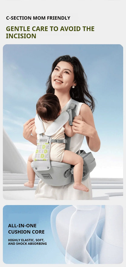 AIBEDILA Baby Carrier Waist Stool Ergonomic Kangaroo Baby Carrier with Knob Breathable Newborn Waist Stool 0-36M