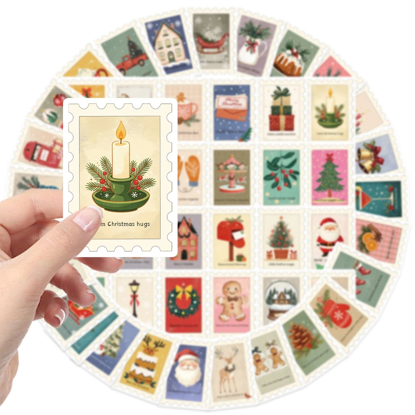 10/30/50Pcs Vintage Christmas stamps Stickers For Suitcase Skateboard Laptop Luggage Phone Car Styling DIY Decal Pegatinas