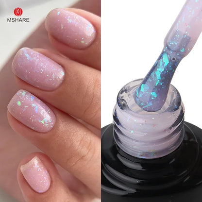 MSHARE Milk Milky White Base Gel Polish Camouflage Color Rubber Base Nail Base Coat 10ml