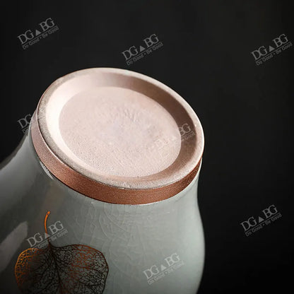 Human Cremation Urns for Ashes, Memorial Ash Holder, Keepsake Souvenirs Gift, Chinese-Style Leaf Ceramic Storage Decoration