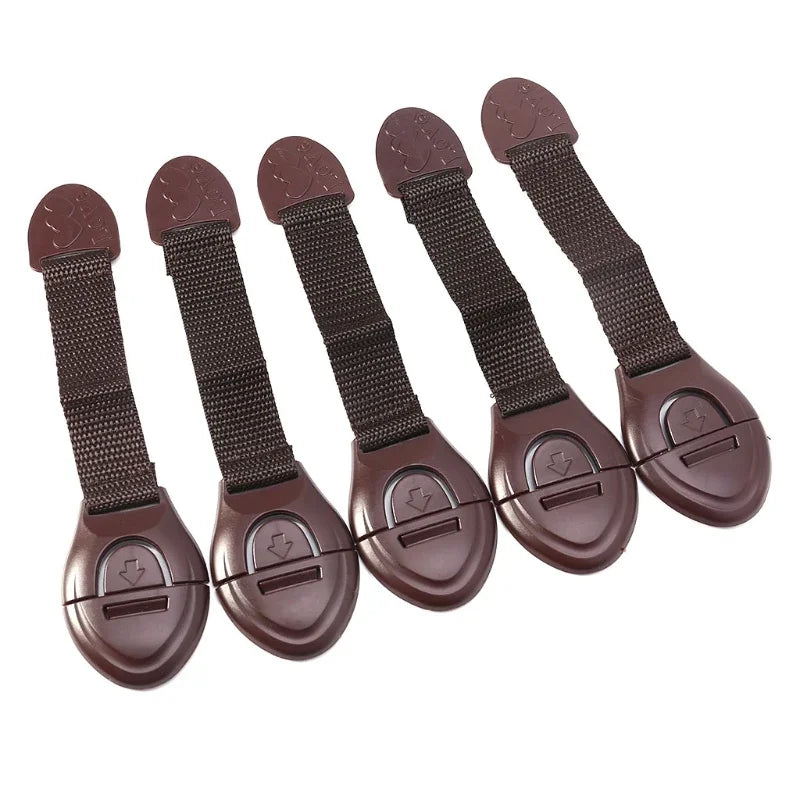5pcs/lot Brown Cabinet Safety Lock for Baby Furniture Door Drawer Lock Refrigerator Safety Locks Child Proof Infant Protector