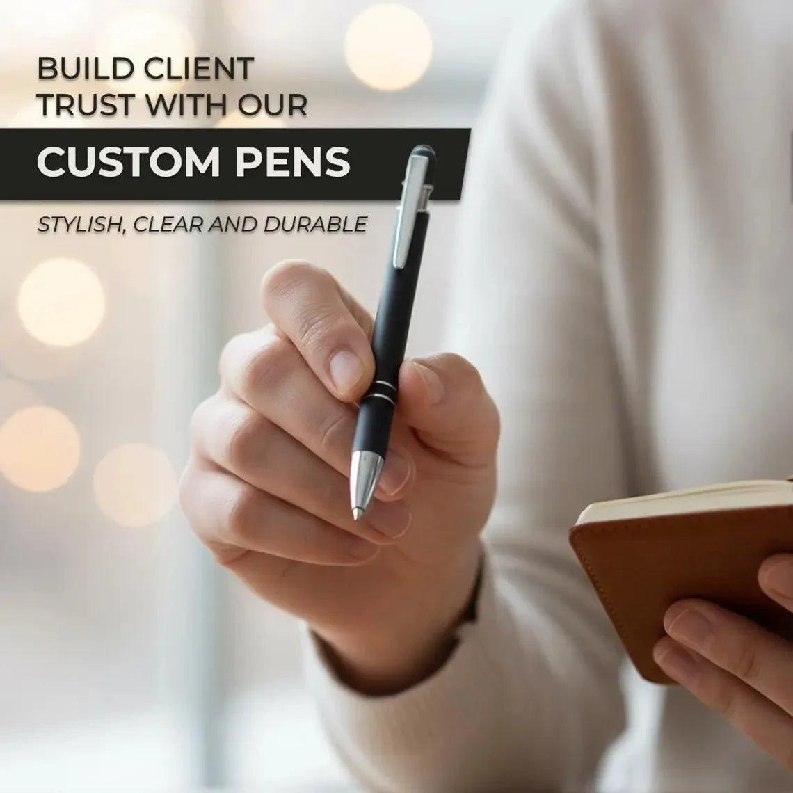 Custom 2-in-1 Engraved Pens 5 Pcs Bulk, Personalized Name Pens for Business & Corporate Gifts