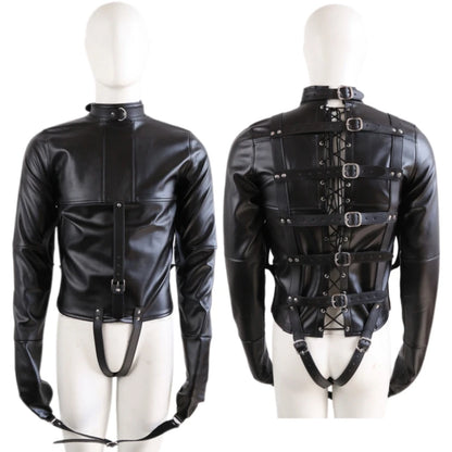 PU Leather Straitjacket BDSM Bondage Body Harness Adult Game Straight Jacket Halloween Armbinder Sex Toys For Women Men