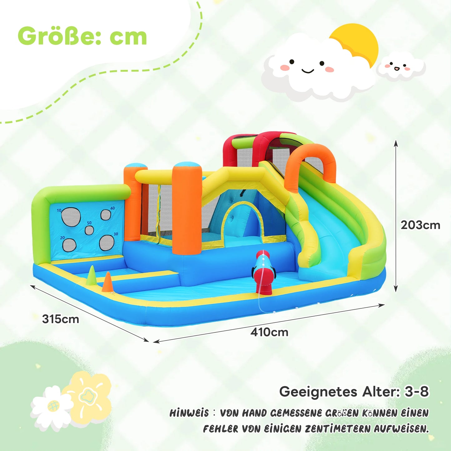 Kids' Bounce House,5 in 1 Inflatable Hopping Castle for Kids 3-10 Years, Outdoor Castle Bouncer with Slide Jump Area Water Pool Football Net