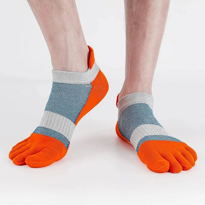 Large Plus Size Toe Socks Sport Mans Mesh Breathable Compression Sweat-Absorbing Fitness Elastic Five Finger Ankle Socks Student