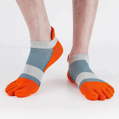 Large Plus Size Toe Socks Sport Mans Mesh Breathable Compression Sweat-Absorbing Fitness Elastic Five Finger Ankle Socks Student
