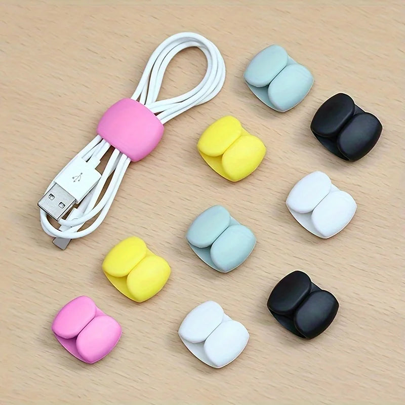 10pcs Multi-Function Cable Organizer Clips for Charging & Earphone Cords - Durable Plastic
