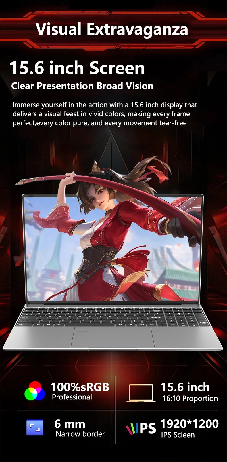 15.6" HOT Laptop 32GB DDR3 512GB 1TB 2TB SSD Windows11 Notebook Pc Gamer Intel 6500Y Office Computer with Backlit Fingerprint