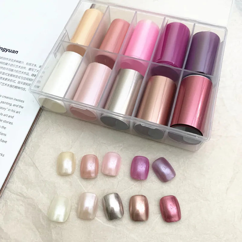 1 Box New Metal Nail Foils for Matt Transfer Paper Neon Stickers Champagne Nails Wraps Silver DIY Chameleon Nail Art Decorations