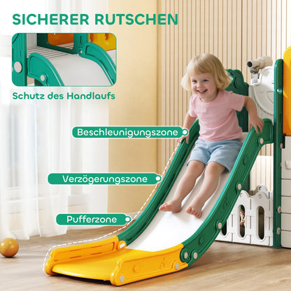 7-in-1 children's slide, indoor playground, climbing frame, house, basketball hoop, plastic, yellow + green, toy slide, outdoor slide, outdoor toy slide, slide