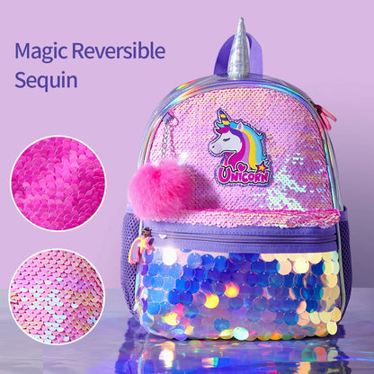 Sunveno Children's Backpack for Girls Pre-School Bag for Kindergarten Elementary - Reversible Sequin,Unicorn ,Lightweight Gift