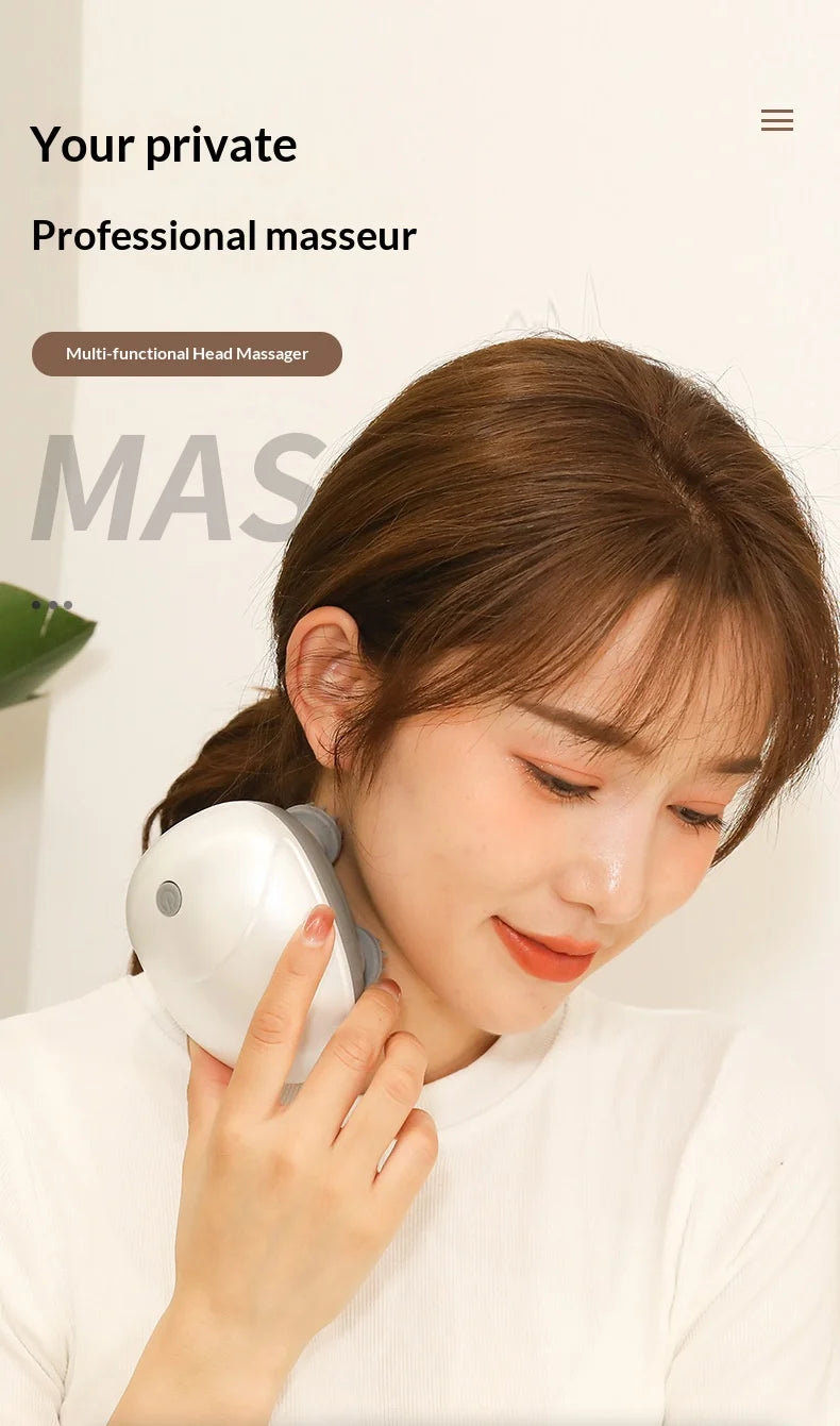 Electric Scalp Head Massager Kneading Vibrating Device Health Shoulder Neck Leg Arm Deep Tissue Massage Cat Pet Massager
