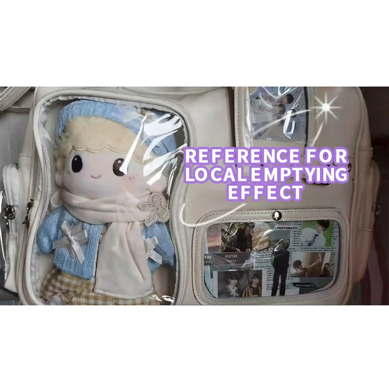 Japanese Tote Bag Fashion Concert Shoulder Bag Student Backpack Transparent Multi-pocket Messenger Bag Zipper Storage Pain Bag