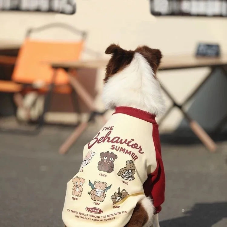 Cartoon Pattern Large Dog Hoodie Sweatshirt Autumn Winter Warm Pullover Pet Coat  Suitable For Medium Large Dogs Husky Pitbull