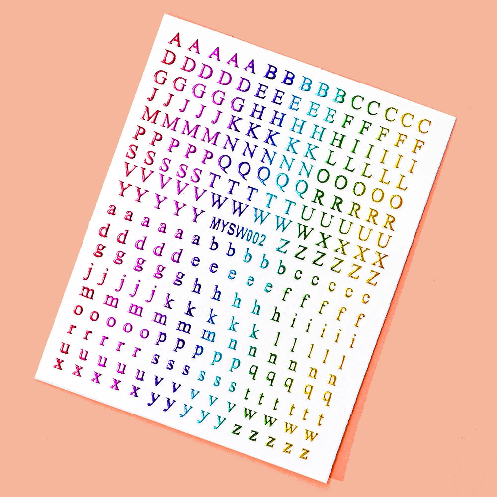 1Pcs 3D Alphabet Nail Sticker Laser Silver/Gold 26 English Letters Nail Art Decals Self Adhesive Manicure 8*10cm Letter Sticker