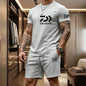 2026 Summer Men's Short Sleeved T-shirt Drawstring Shorts Set Breathable Outdoor Sports Set Men's Daily Fishing Suit