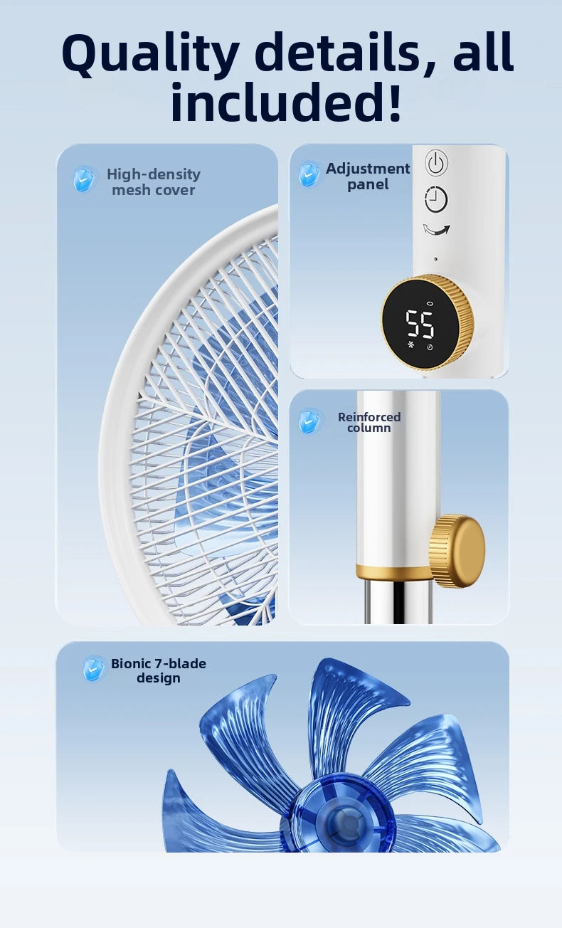 DC Inverter Tower Fan, Ultra Quiet 12-Speed Standing Fan with Remote, Energy Saving Oscillating Fan for Living Room/Bedroom