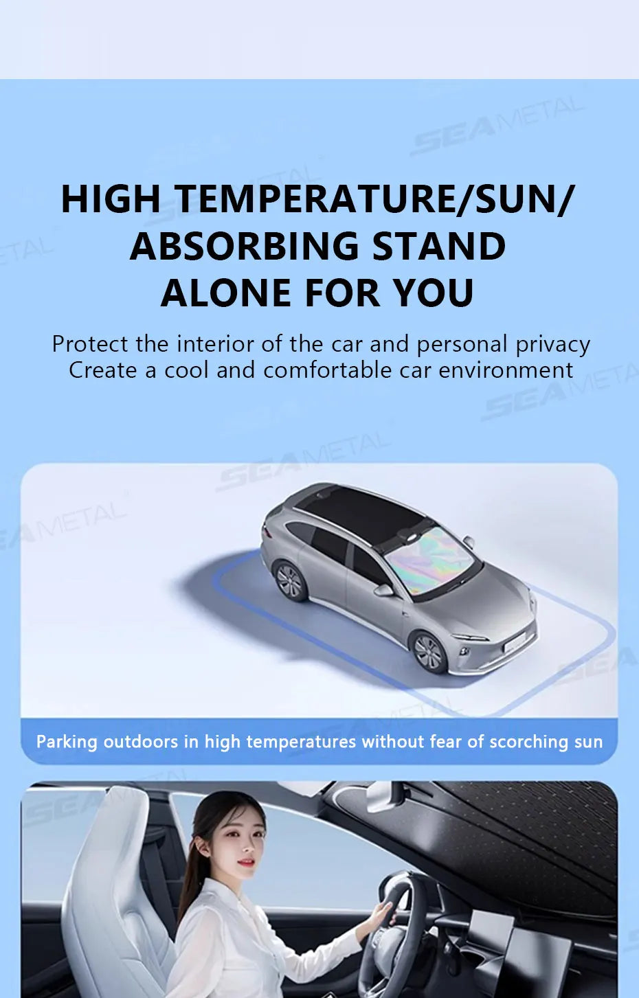 SEAMETAL Car Windshield Sun Shade Five-layer Front Window Sunshade Windshield Sun Protection Cover UV Blocker Summer Car Covers