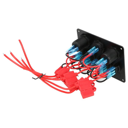 LEEPEE 5 Gang 12V Waterproof Intergrated Switch Panel Digital Voltmeter Dual USB Port For Boat Car Marine LED Rocker Accessories