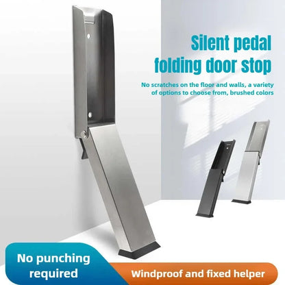 Stainless steel foot-mounted door arrester automatic door arrester safety windproof anti-slip card magnetic suction door clip