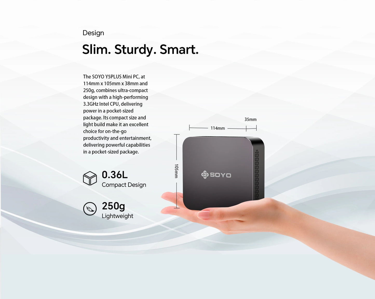 SOYO Y5 Plus Mini PC Intel Core i7 4th Gen CPU with Windows 11 Pro, 8GB RAM, 128GB M.2 SSD, Supports Dual 4K Displays via USB-C, Ideal for Office and Business