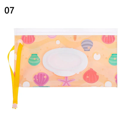 Cute EVA Baby Wet Wipe Pouch Wipes Holder Case Flip Cover Snap-Strap Reusable Refillable Wet Wipe Bag Outdoor Home Tissue Box