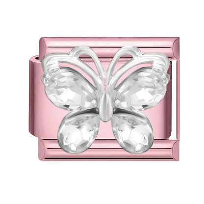 2025 New Women Romantic Pink Cherry Heart Shiny CZ Italian Charm Links Fit 9mm Bracelet Stainless Steel DIY Making Jewelry Gifts