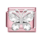 2025 New Women Romantic Pink Cherry Heart Shiny CZ Italian Charm Links Fit 9mm Bracelet Stainless Steel DIY Making Jewelry Gifts