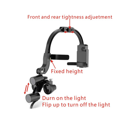 2.5X 3.5X Binocular Dental Loupe Magnification Headlamp with Single Battery Surgical LED Headlight for Dentist Medical Lamp