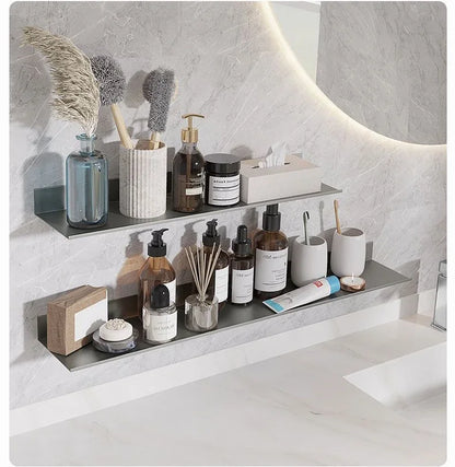 Toilet No Drilling Shelving Wall Mounted Shelf Space Aluminum Vanity Mirror Front Storage Shelves Organizer Bathroom Accessories