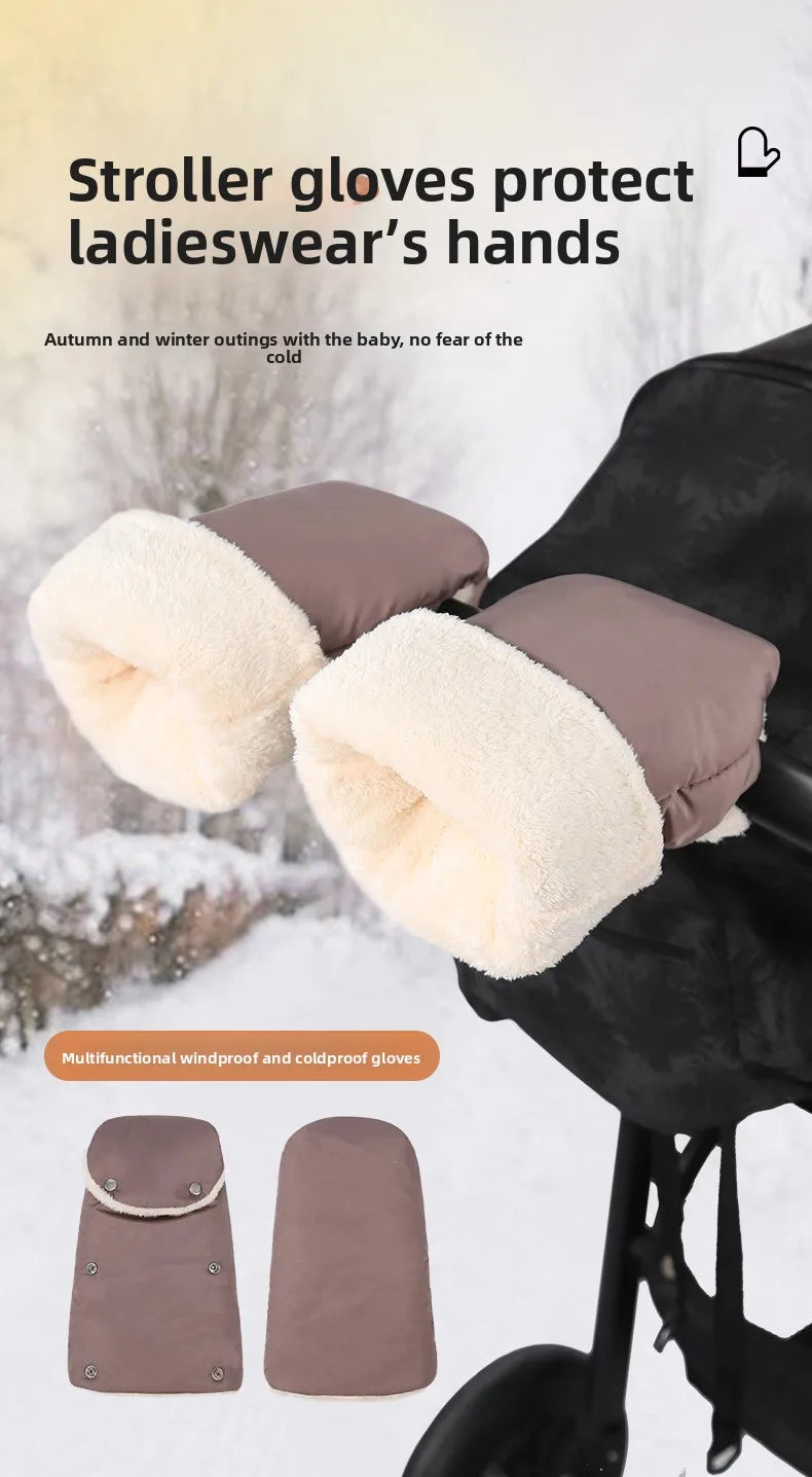 Stroller Gloves 1 Pair Winter Windproof Warm Simple Style Universal Prams Gloves Waterproof Baby Stroller Accessories