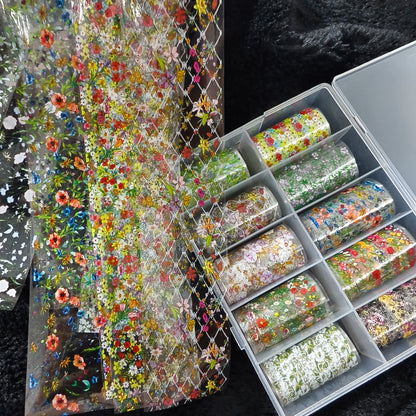 10Rolls Halloween  Flower Plaid Angel Marble  Bow Nail Foils Transfer Paper  Nail Art Stickers   Decal  Nails Decoration