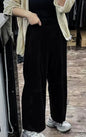 Retro Suede Leather Cropped Pants for Women Femae Genuine Leather Wide Leg Floor Long Trousers Straight Cylinder Spodnie Damskie