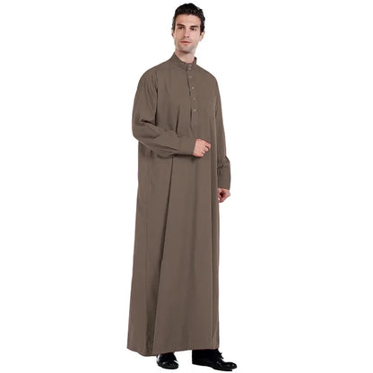 Men Dishdasha Muslim Long Sleeve Dress Daffah Thobe Jubba Saudi Arab Thoub Kaftan Islamic Clothing Robes Abaya Dubai Middle East