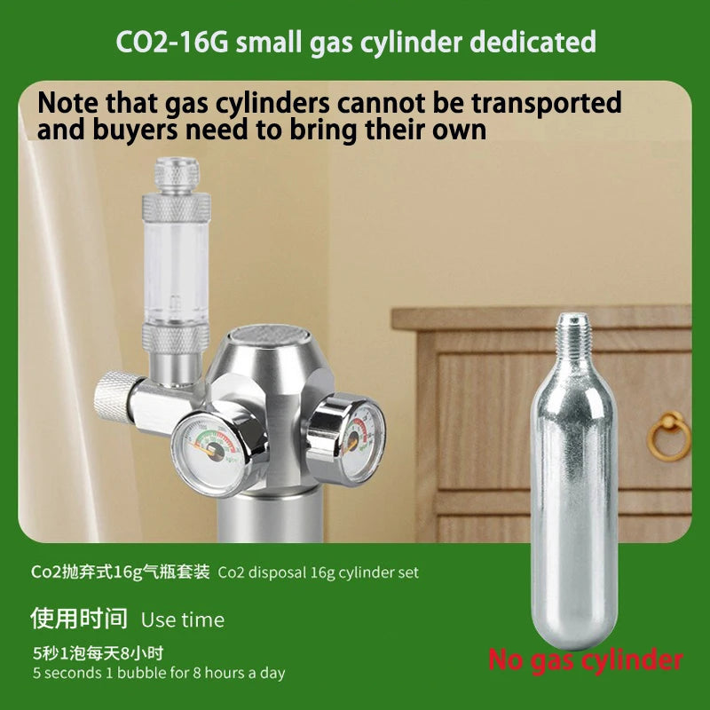Aquarium CO2 Regulator Solenoid Valve Bubble Counter Small Gas Bottle 3-8UNF with Sleeve Fish Tank CO2 Pressure Reducing Valve