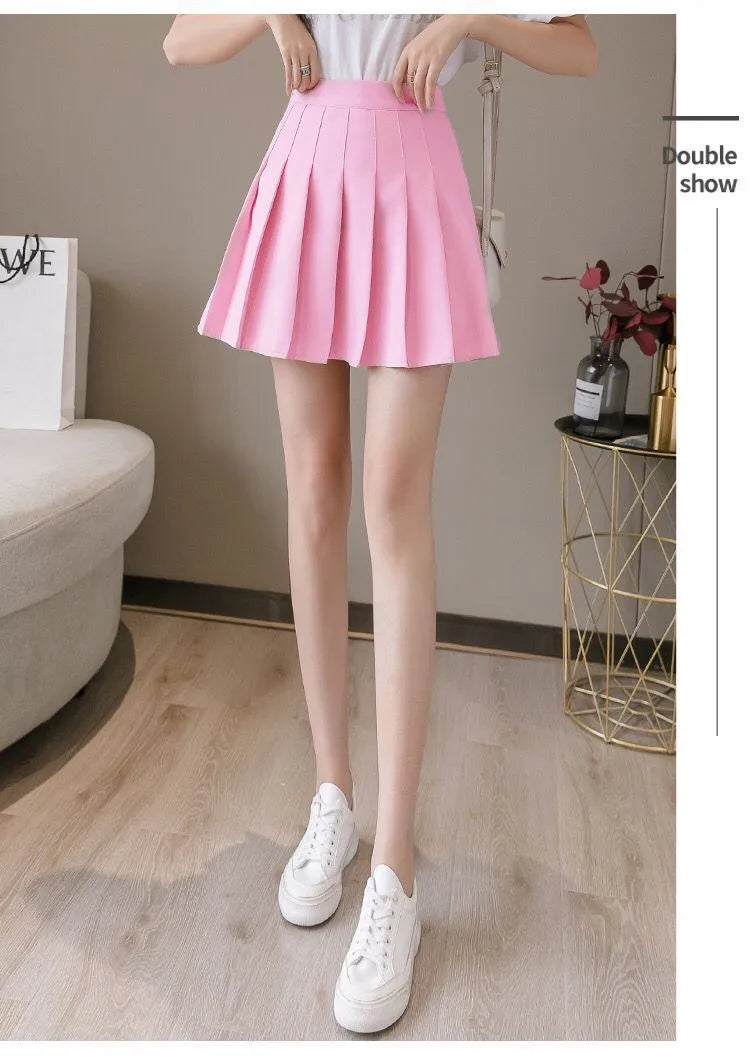 Preppy Style Women Pleated Skirt High Waist A-Line Mini Skirt School Girl Skirt JK Uniform Skirt Skater Skirt Black Plus Size