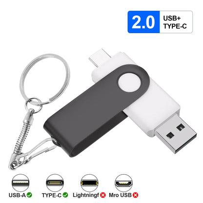 Free Custom Logo TYPE-C USB Flash Drive 128GB USB-C Pen Drive 64GB White Purple Memory Stick 32GB 16GB Pendrive Storage Device