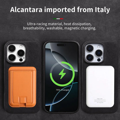 Full Coverage Magnetic Case For IPhone16 Pro 17 15 14 13 12 for ALCANTARA Magsafe Artificial Leather Supercar Suede Phone Cover