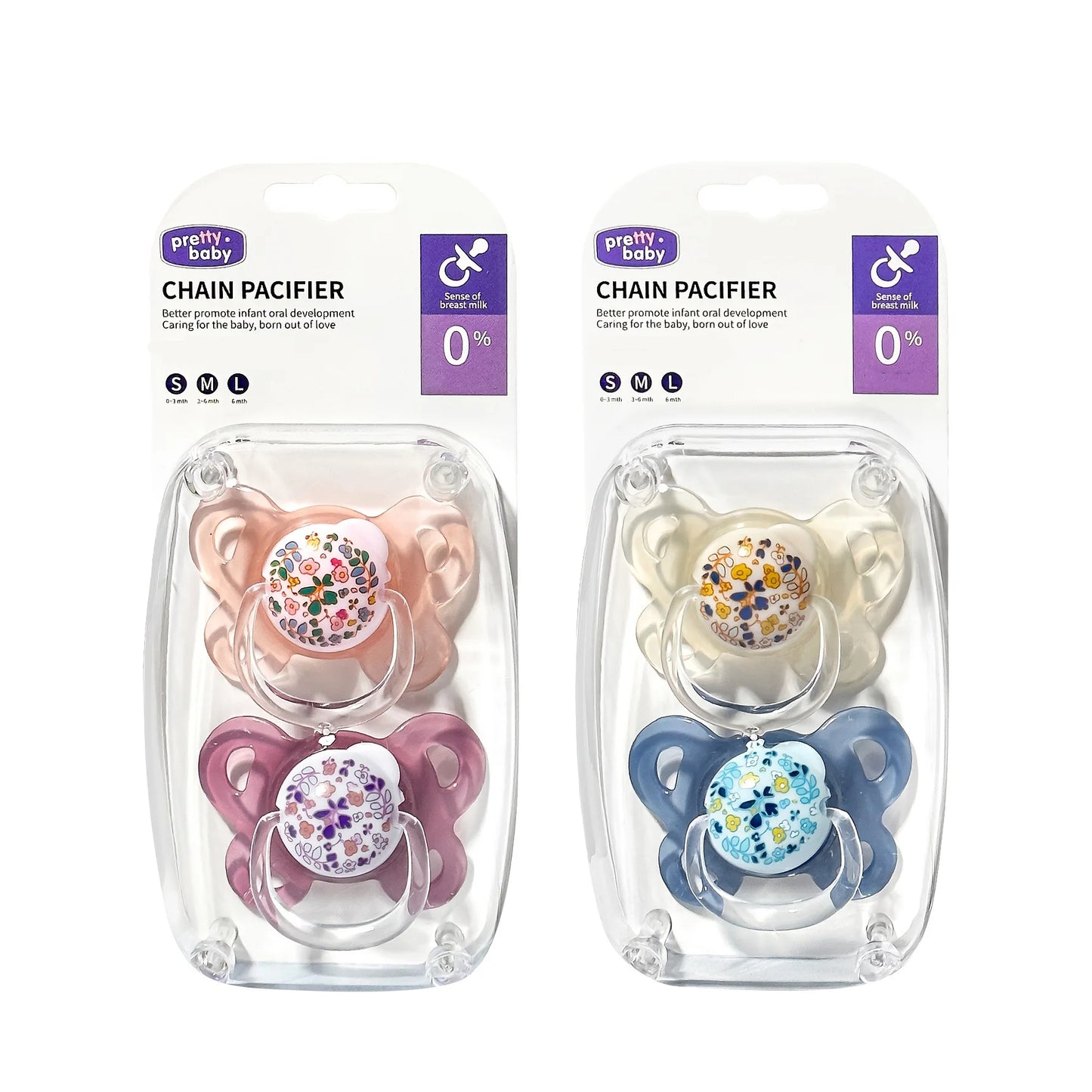New 2pcs/4pcs Baby Pacifier with Cover, Flower-design Printed Soother with Thumb Nipple,Perfect Baby Shower Gift for Boy Girl