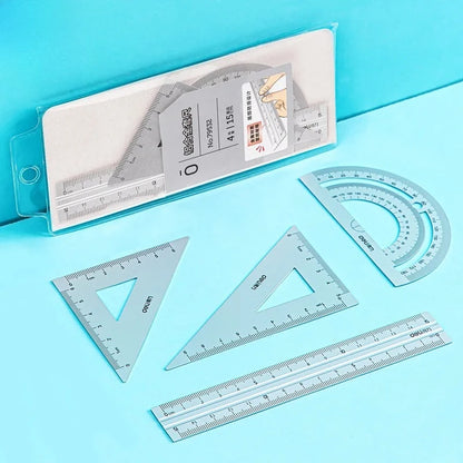 Children Study Aluminium Ruler Set Metal/Plastic/Soft Geometry Maths Drawing Compass Stationery Rulers Mathematical for School