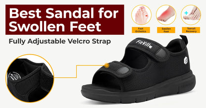 FitVille Men'S Sandals Summer Flat Shoes Widened Elderly Casual Shoe Breathable Lightweight For Plantar Fasciitis Pain Relief