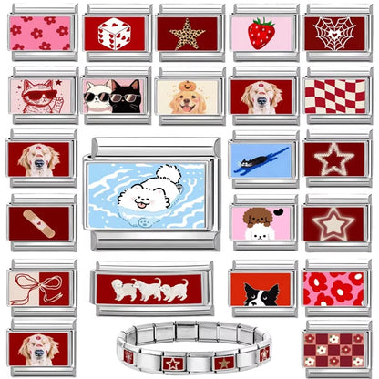 Wholesale Cute Animal Swimming Dogs Cats Sheep Charm Bracelet Fit 9mm Bracelet Stainless Steel Italian Links Making DIY Jewelrys