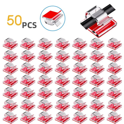 50Pcs Cable Clip Self-Adhesive Cable Organizer Wire Protector Holder For Mouse Headset Wire Storage Desktop Tidy Management Clip