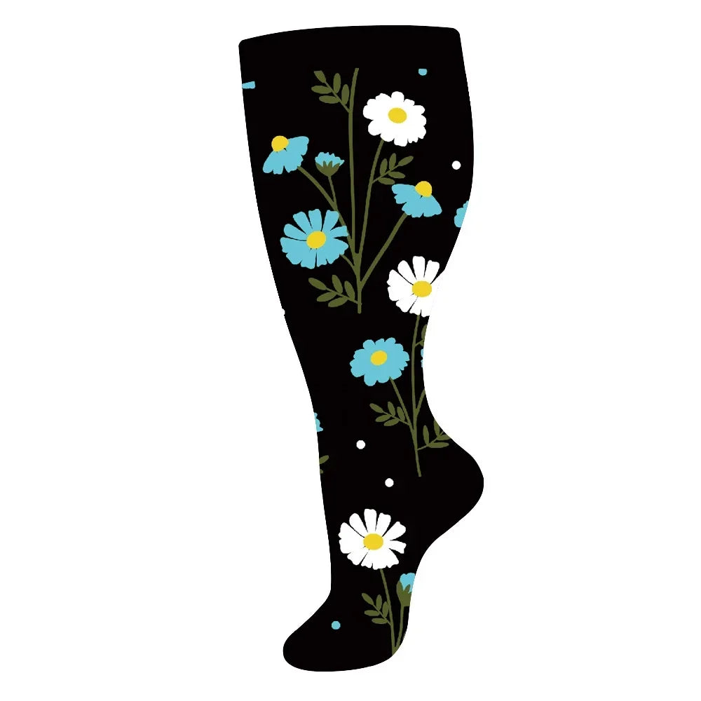 2XL-4XL Plus Size Compression Socks for Women Men 20-30 MMHg Wide Calf Extra Large Knee High Flight Sock for Circulation Support